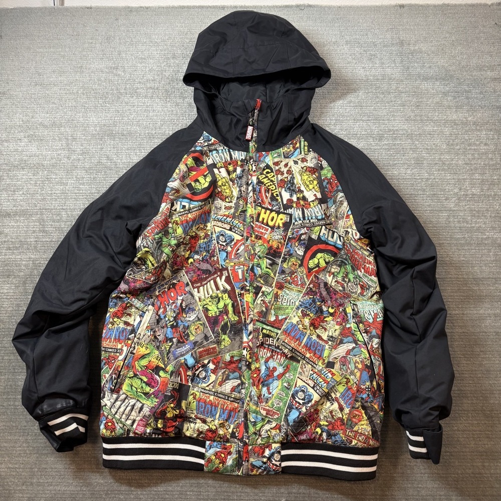 Burton Jacket Kids‎ Medium Multicolor Marvel Print Hooded Insulated Ski Winter